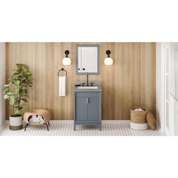 Jeffrey Alexander 24In. Blue Steel Theodora Vanity, Steel Grey Cultured Marble Vanity Top, Undermount Rectangle Bowl VKITTHE24BSSGR - main